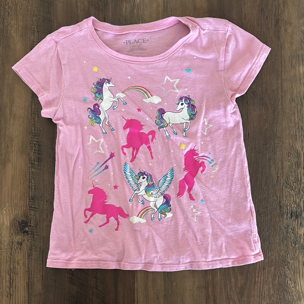 The Children's Place Pink Short Sleeve Unicorn Tee